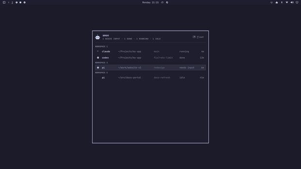 The agent panel on the catppuccin theme