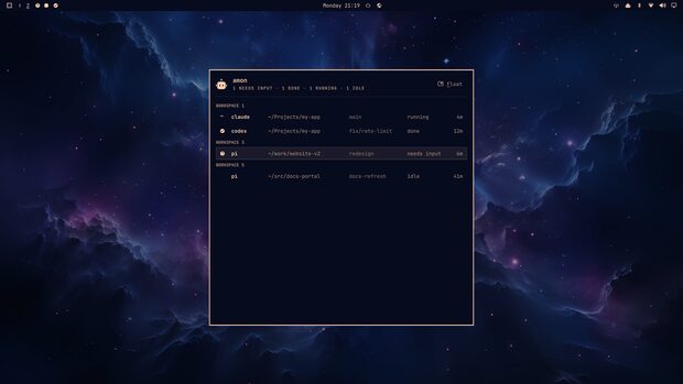 The agent panel on the ethereal theme
