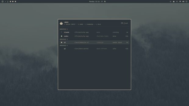 The agent panel on the everforest theme