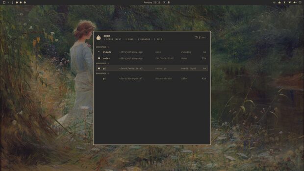 The agent panel on the gruvbox theme