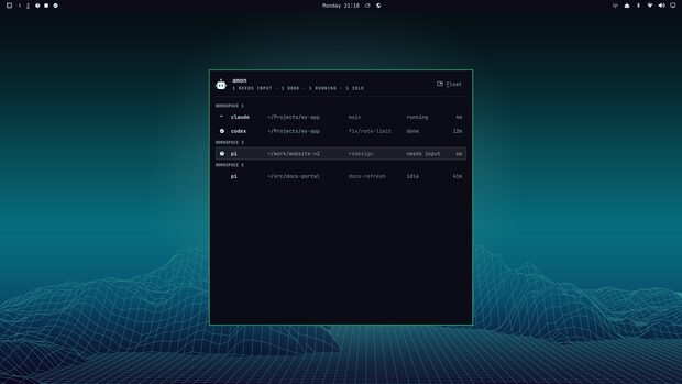 The agent panel on the hackerman theme