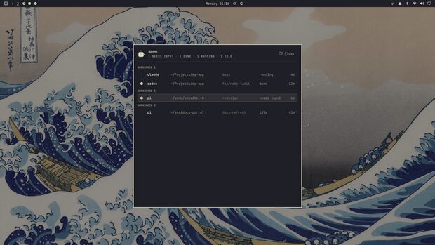 The agent panel on the kanagawa theme