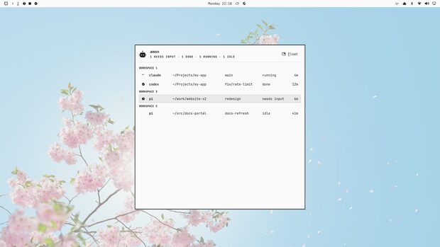 The agent panel on the lupine theme