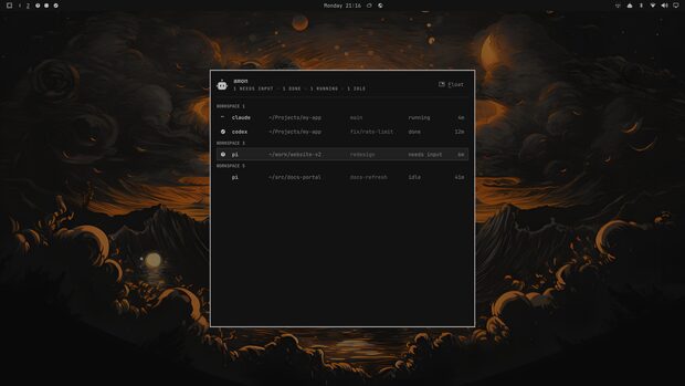 The agent panel on the matte black theme