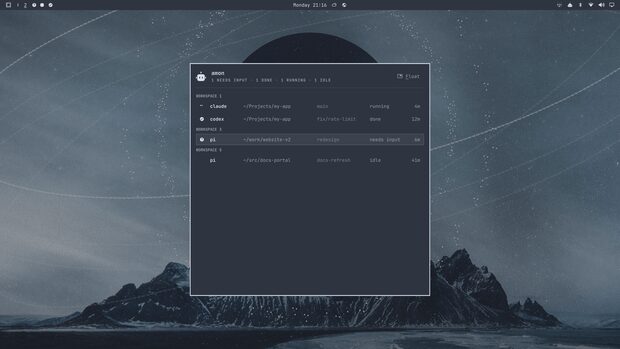 The agent panel on the nord theme