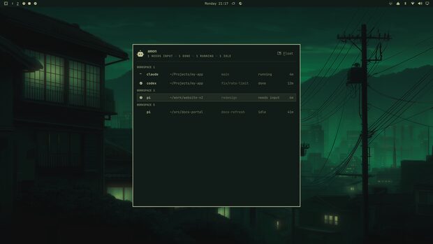 The agent panel on the osaka jade theme