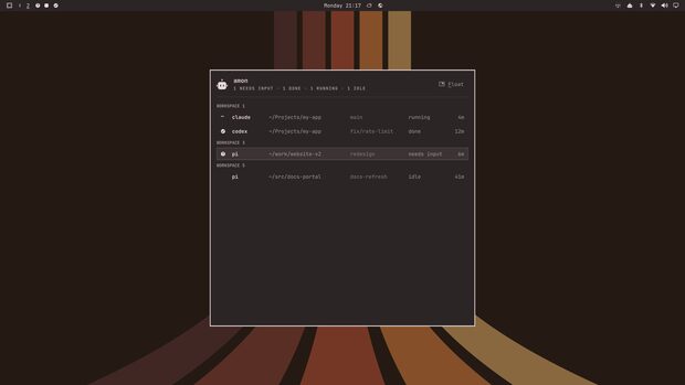 The agent panel on the ristretto theme