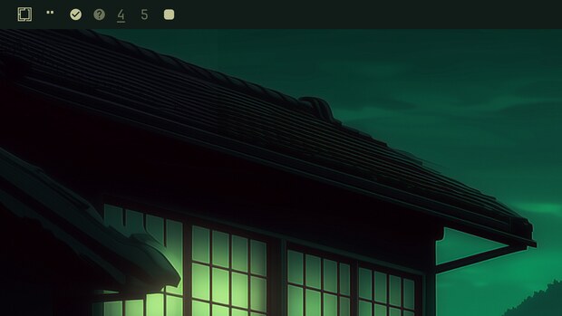 The workspace indicators in the top bar, zoomed, on the gruvbox theme